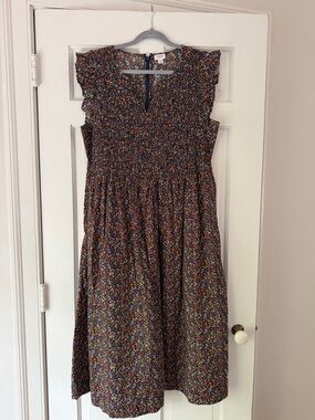 J. Crew Factory Black Floral Maxi Dress with Multicolor Ditsy Print